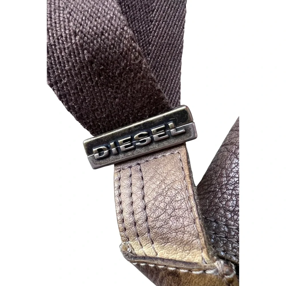 Vintage Diesel Brown Leather Messenger Crossbody Bag Y2K Grunge